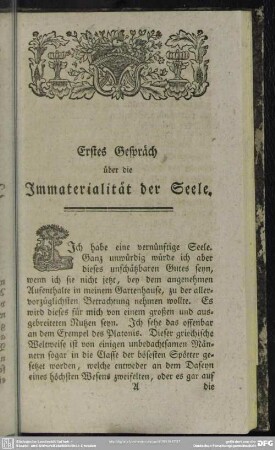 Erstes Gespräch über die Immaterialität der Seele