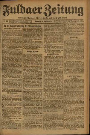Ausgabe vom Samstag, den 08. April 1922.