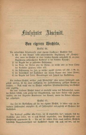 Fünfzehnter Abschnitt. Von eigenen Wechseln