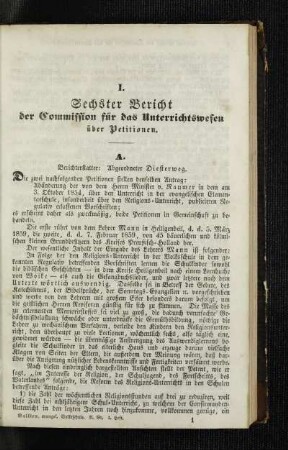 Sechster Bericht der Commission für das Unterrichtswesen : über Petitionen
