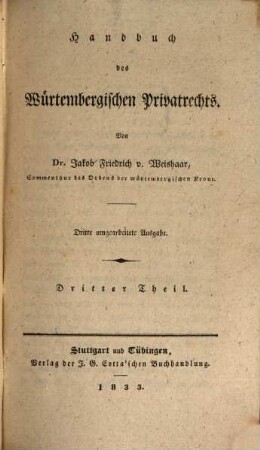 Handbuch des Würtembergischen Privatrechts. 3