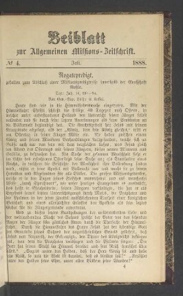 Beiblatt N° 4. Juli. 1888