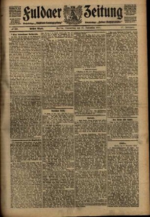 Erste Ausgabe vom Donnerstag, den 17. November 1910.