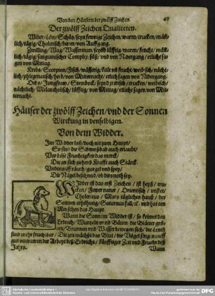 Häuser der zwölff Zeichen, und der Sonnen Wirckung in denselbigen