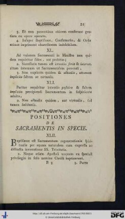 Positiones De Sacramentis In Specie.