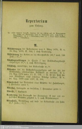 Repertorium zum Anhang