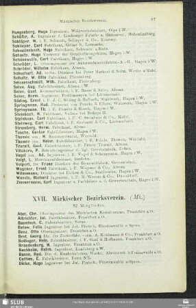 XVII. Märkischer Bezirksverein.