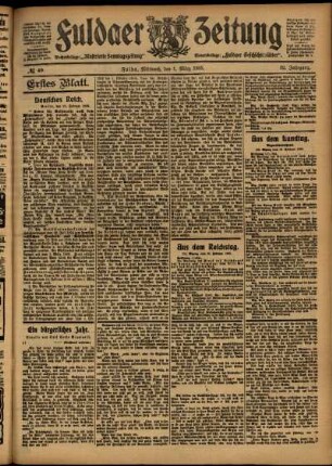 Erste Ausgabe vom Mittwoch, den 01. März 1905.