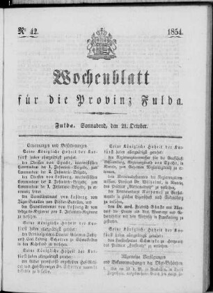 Nr. 42, Ausgabe vom 21. Oktober 1854