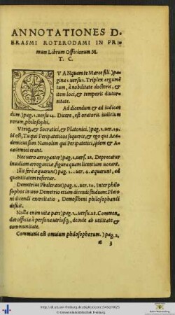 Annotationes Desiderii Erasmi Roterodami In Libros Officiorum Marci Tullii Ciceronis