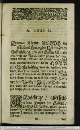 Leichenpredigt : Hoch-Adeliche Leichen-Predigt. [Antritt]. Text. Sonderbahrer Eingang. [Abhandlung]. Erläuterung