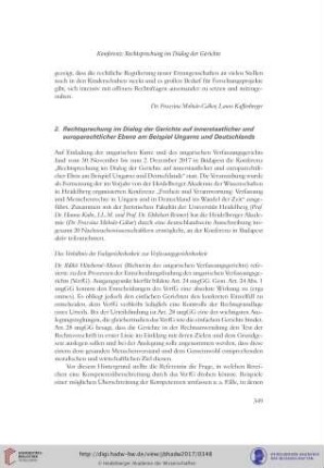 2. Rechtsprechung im Dialog der Gerichte auf innerstaatlicher und europarechtlicher Ebene am Beispiel Ungarns und Deutschlands