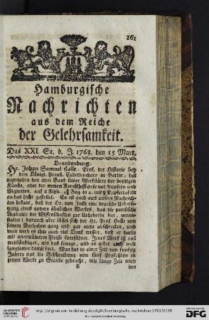 Das XXI. St. - Das XXX. St. (den 15 Mart. - den 15 April.)