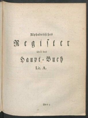 Alphabetisches Register über das Haupt-Buch Lit. A.