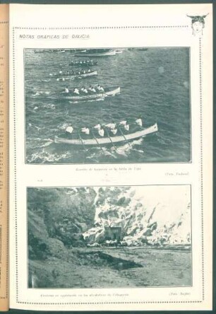 [Vista de las] Regatas de traineras en la bahía de Vigo