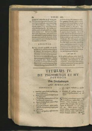 Titulus IV. De Pignoribus Et Hypothecis. Von Verpfandungen.