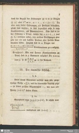 III. Der binomische Lehrsatz