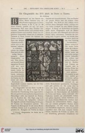 Ein Glasgemälde des XVI. Jahrh. im Dome zu Xanten