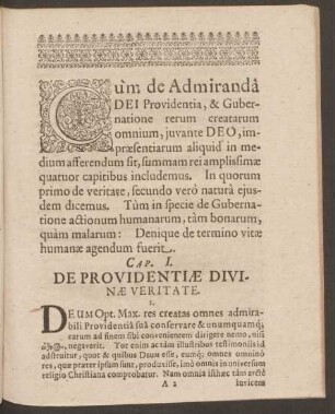 Cap. I. De Providentiae Divinae Veritate.