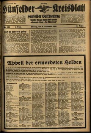 Erste Ausgabe vom Montag, den 09. November 1936.