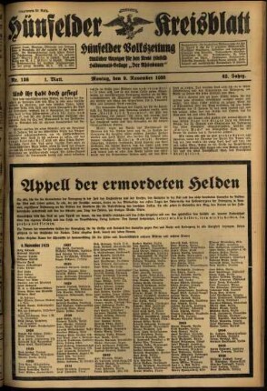 Erste Ausgabe vom Montag, den 09. November 1936.