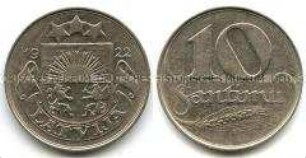 Lettland, 10 Santimi