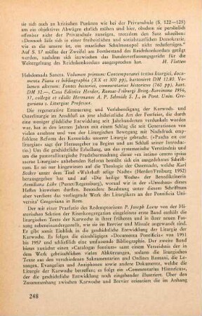 248-249 [Rezension] Schmidt, Herman A. P., Contemporanei textus liturgici, documenta piana et bibliographia