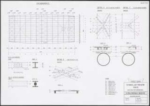 Sporthalle, Berlin Schinkelwettbewerb 1992: Dachkonstruktion: Grundriss 1:250, Details 1:5