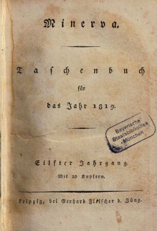 Minerva : Taschenbuch, 1819 = Jg. 11