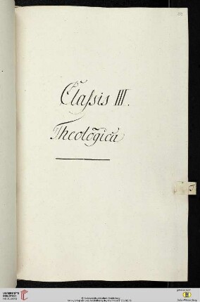 Einleitung zur Classis III: Theologica