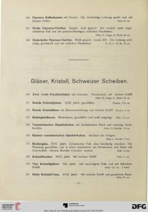 Gläser, Kristall, Schweizer Scheiben (Nr. 169-188)