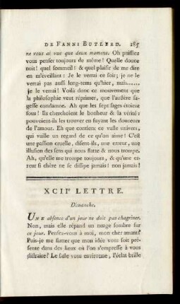 XCIIe Lettre. Dimanche.