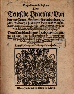 Prognosticon astrologicum ... : auf das Jahr 1580