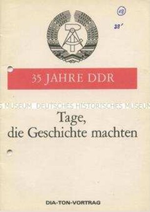 Textheft zum Dia-Vortrag über die Gründung der DDR