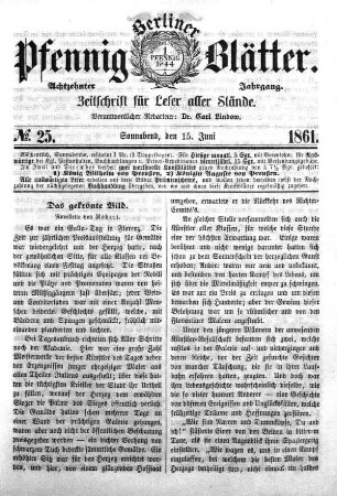 No. 25, Sonnabend, den 15. Juni