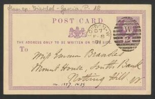 Postkarte an Emma Brandes : 07.06.1871