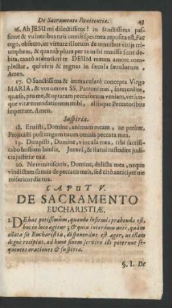 Caput V. De Sacramento Eucharistiae.