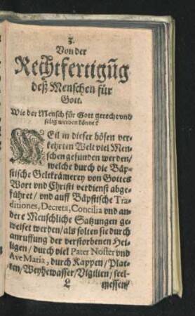 Von der Rechtfertigung deß Menschen für Gott.