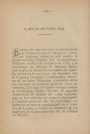 El mestizo Don Miguel Vicos