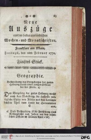 (Fünftes Stück. Freitags, den 2ten Februar 1770 - Achtes Stück. Freitags, den 23ten Februar 1770)