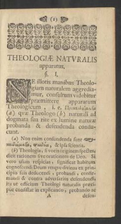 Theologiae Naturalis apparatus