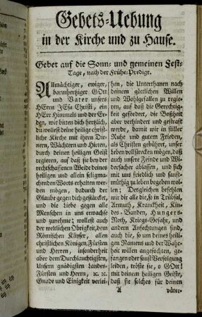Gebets-Uebung in der Kirche und zu Hause.