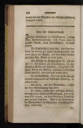 Von der Einkindschaft.