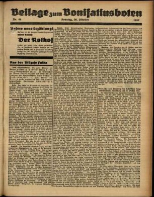 Zweite Ausgabe vom Sonntag, den 30. Oktober 1932.