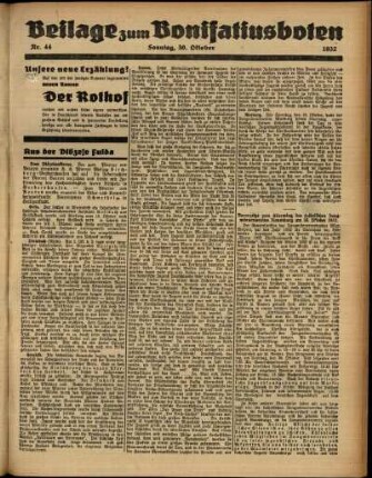 Zweite Ausgabe vom Sonntag, den 30. Oktober 1932.