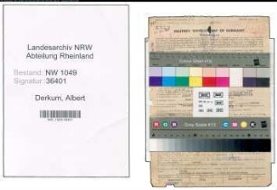 Entnazifizierung Albert Derkum , geb. 14.08.1886 (Tanzlehrer)