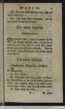 Der dritte Auftritt. Crispin allein