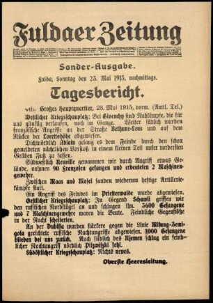 Ausgabe vom Sonntag, den 23. Mai 1915.