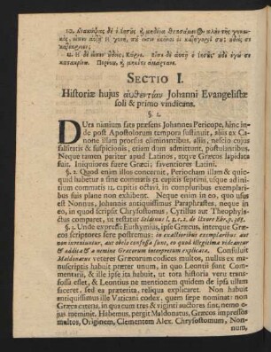 Sectio I. Historiae hujus ...