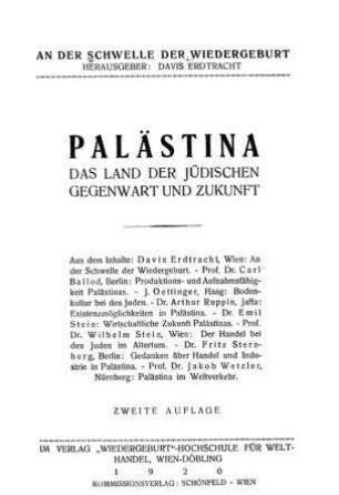 Palästina, das Land der jüdischen Gegenwart und Zukunft